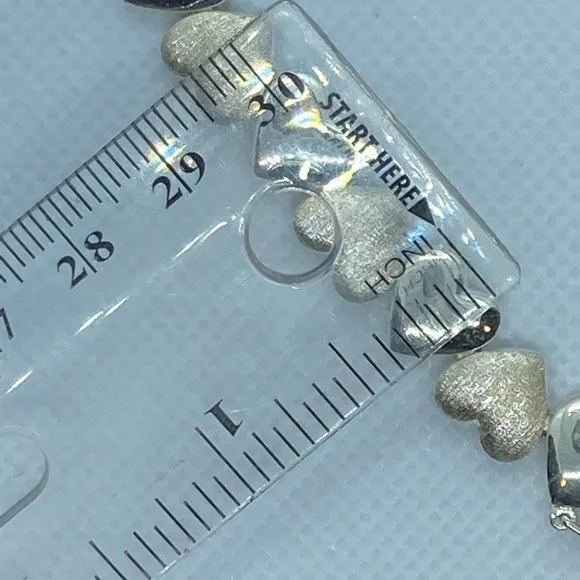 Sterling Silver 925 Heart Bracelet with Box Clasp 7” - Picture 7 of 7